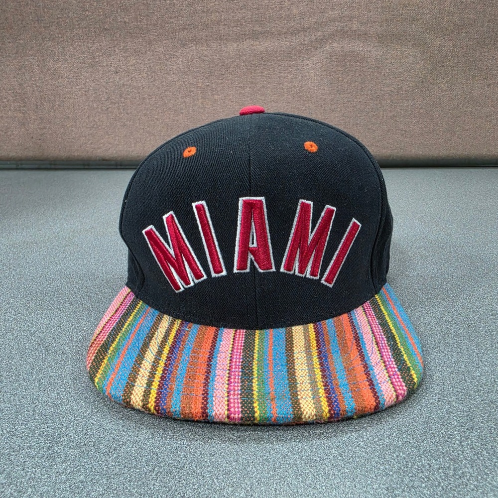 Mitchell & Ness Snapback Hat Mens OSFM Black Multi Excellent Miami NBA Striped